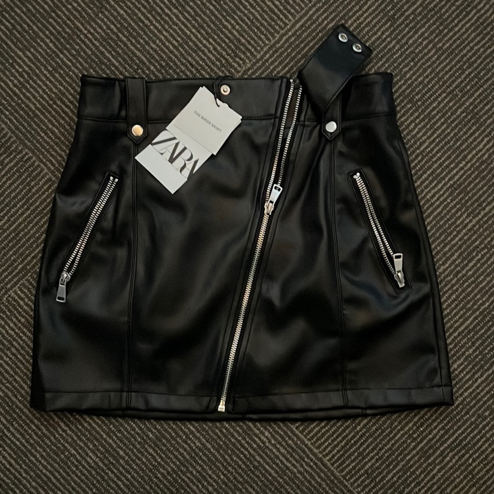 Faux leather biker skirt